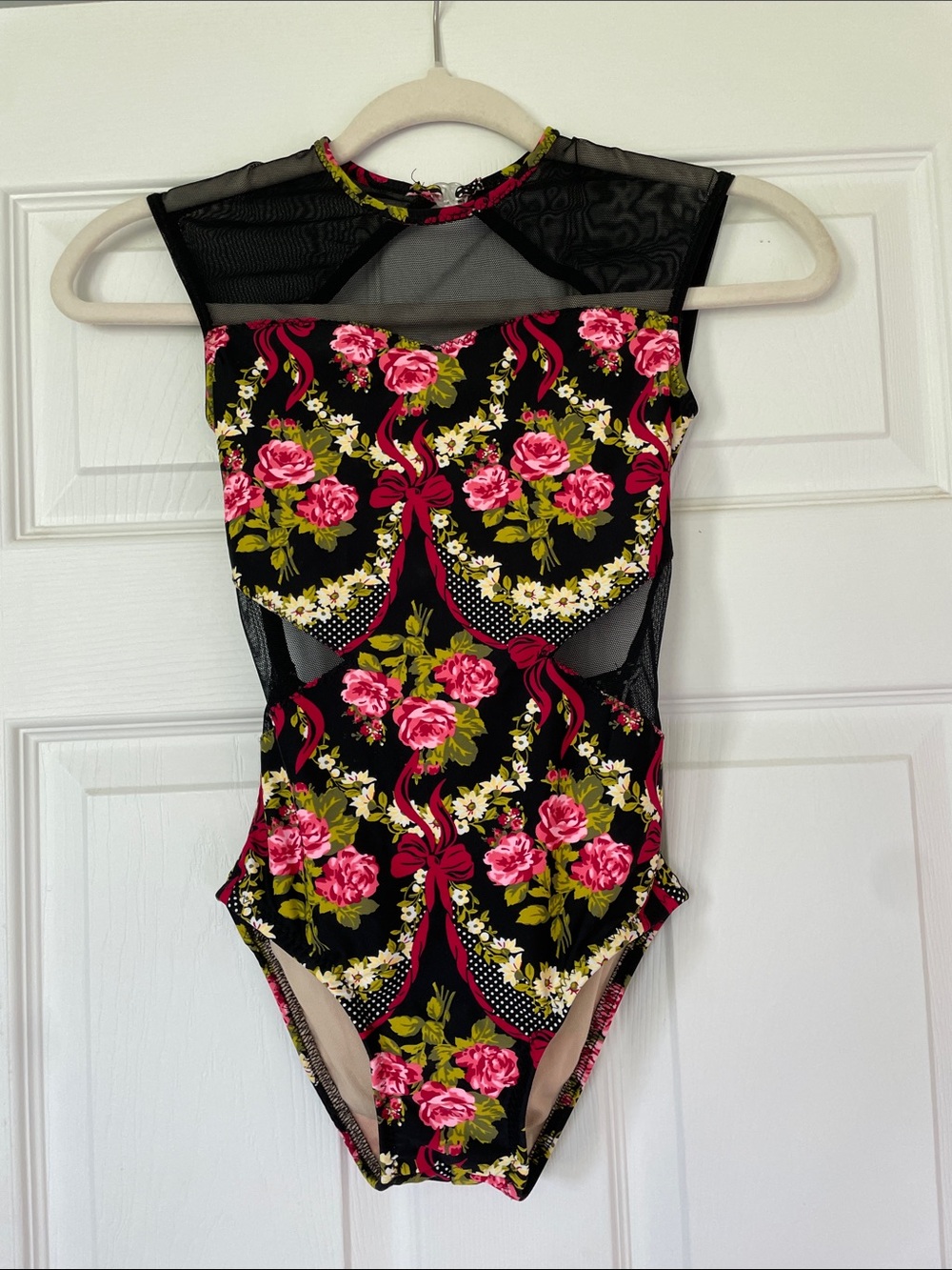 Girls' Black Floral Custom Dance Leotard
